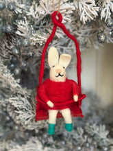 Load image into Gallery viewer, Wool Felt Animal in Ski Lift Ornament
