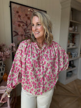 Load image into Gallery viewer, Pink Blossom Batwing Blouse
