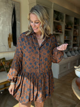 Load image into Gallery viewer, Chestnut Flower Drop Waist Balloon Dress
