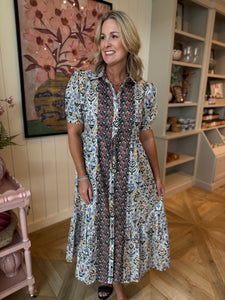 Charcoal Floral Print Dress