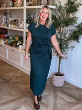 Load image into Gallery viewer, Forest Green Cap Sleeve Dress
