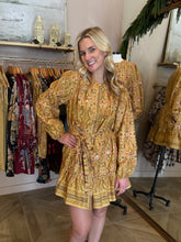Load image into Gallery viewer, Mustard Multi Print Button Up Short Dress
