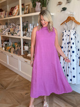 Load image into Gallery viewer, Mock Neck Orchid Linen Dress
