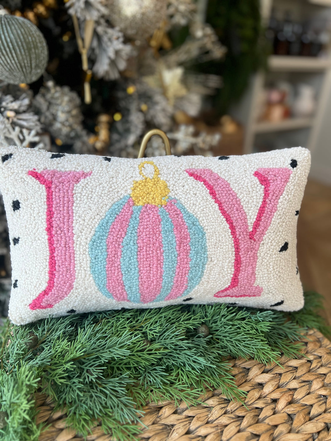 Spotted Holiday Joy Pillow