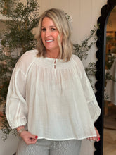 Load image into Gallery viewer, White Peasant Linen Blouse
