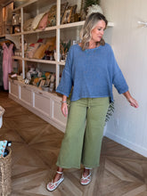 Load image into Gallery viewer, Eucalyptus Drawstring Crop Jean
