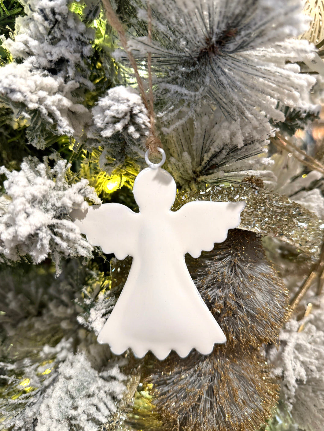 White Enamel Angel Ornament