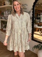 Load image into Gallery viewer, Neutral Camo Short Peasant Dress- Plus Sizes Available
