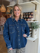 Load image into Gallery viewer, Dark Denim Studded Denim Shacket
