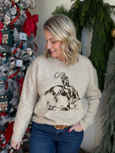Load image into Gallery viewer, Cowboy Graphic Crew Sweater
