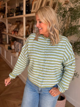 Load image into Gallery viewer, Matcha &amp; Lt Blue Stripe Piper Cardigan

