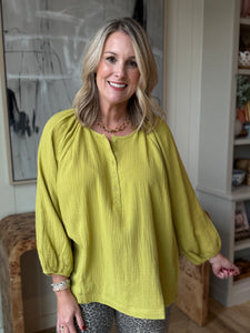 Avocado Long Sleeve Gauze Top