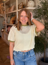 Load image into Gallery viewer, Cream/Sage Scalloped Sweater Top
