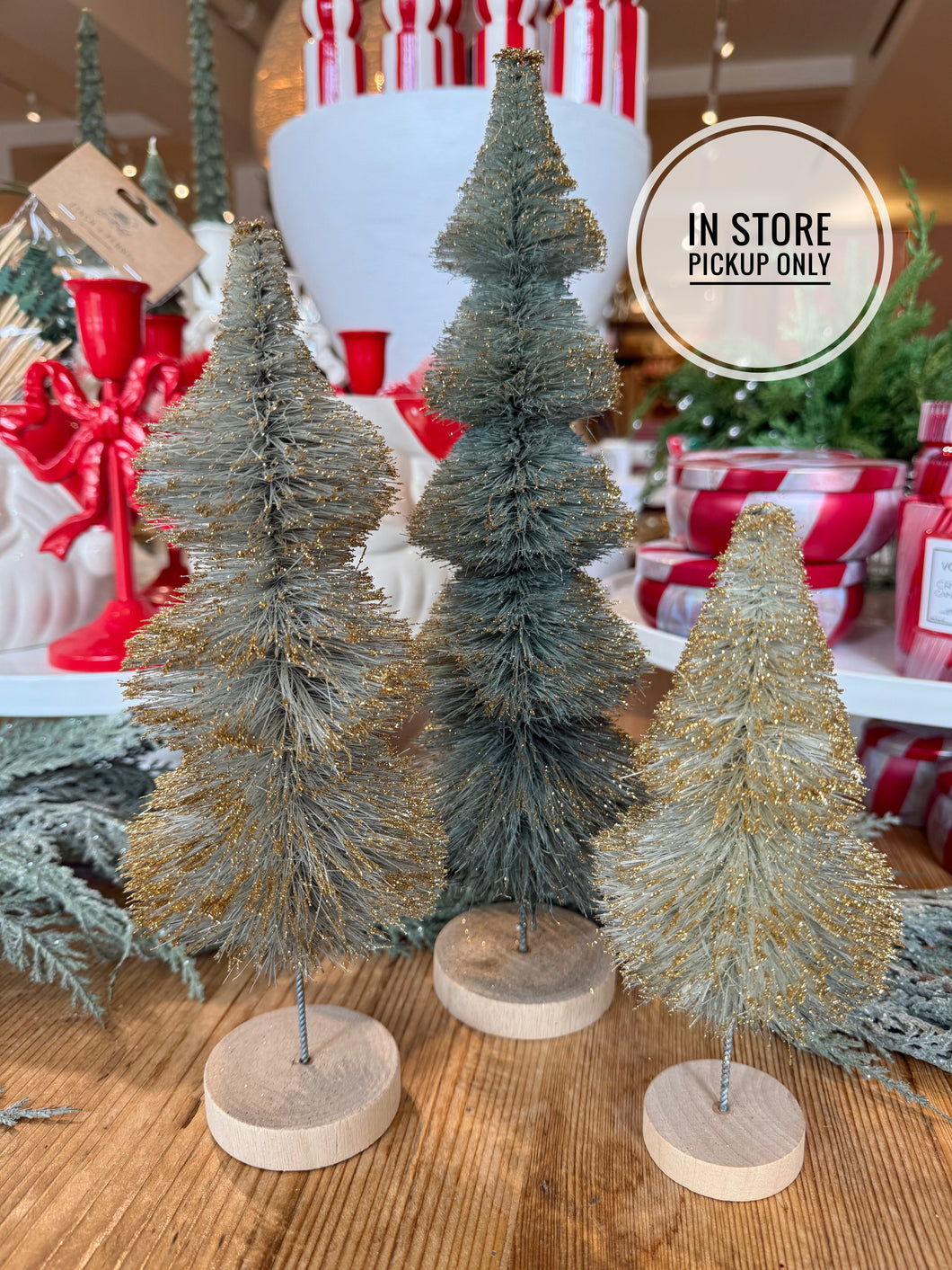 Sage & Gold Glitter Sisal Trees