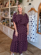 Load image into Gallery viewer, Wine Polka Dot Skirt Set
