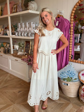 Load image into Gallery viewer, Ivory Floral 2 pc. Eyelet Skirt Set
