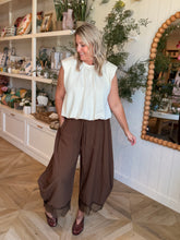 Load image into Gallery viewer, Chocolate Brown Lace Barrel Pants
