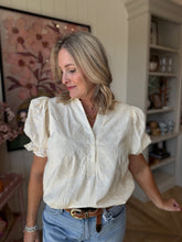 Load image into Gallery viewer, Ecru Embroidered Collared Blouse
