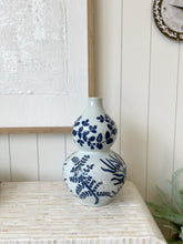 Load image into Gallery viewer, Blue &amp; White Stoneware Vase

