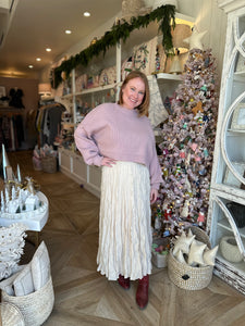 Cream Crinkle Maxi Skirt