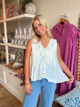 Load image into Gallery viewer, White Ruffle Tank Blouse
