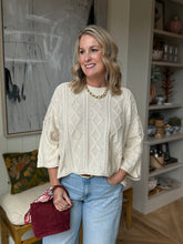 Load image into Gallery viewer, Cream Lioness Cable Knit Boxy Sweater
