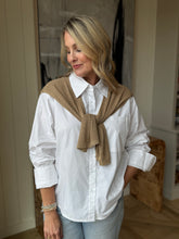 Load image into Gallery viewer, Tan V-Neck Open Sweater Vest
