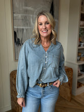 Load image into Gallery viewer, Denim Long Sleeve Ruffle Collar
