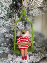 Load image into Gallery viewer, Wool Felt Animal in Ski Lift Ornament

