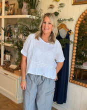 Load image into Gallery viewer, White Linen Stitch Detail Top
