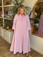 Load image into Gallery viewer, Pink Gingham Check Maxi Dress
