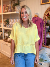 Load image into Gallery viewer, Yellow Linen Stitch Detail Top
