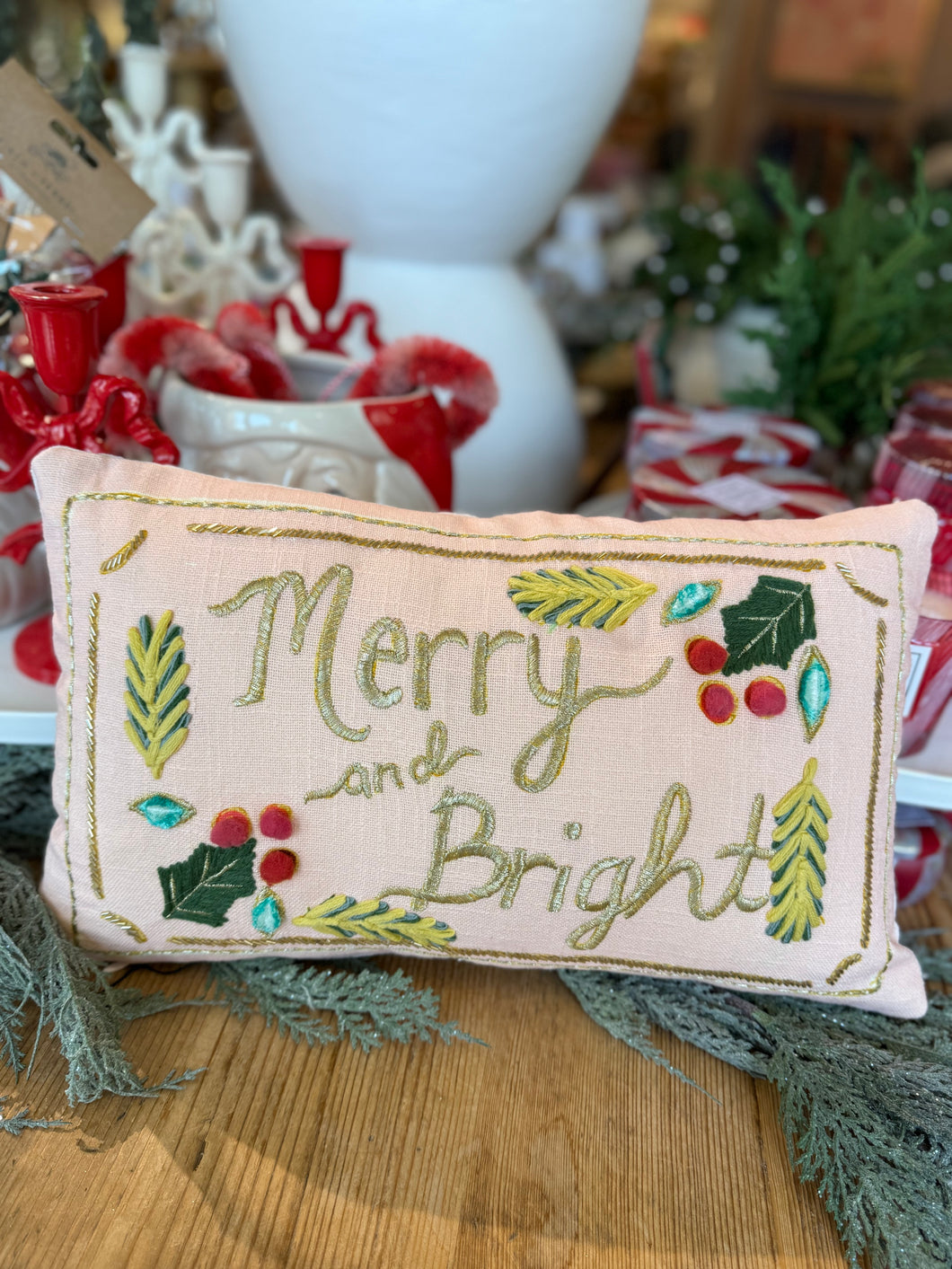 Pink Merry & Bright Lumbar Pillow