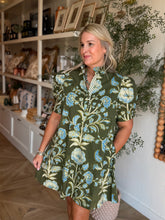 Load image into Gallery viewer, Green &amp; Blue Puff Sleeve Dress

