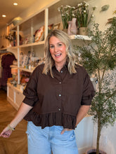 Load image into Gallery viewer, Brown Peplum Shirt
