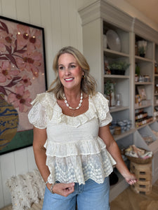 Ivory Floral Embroidered Top