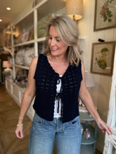 Load image into Gallery viewer, Navy Crocheted Sweater Vest
