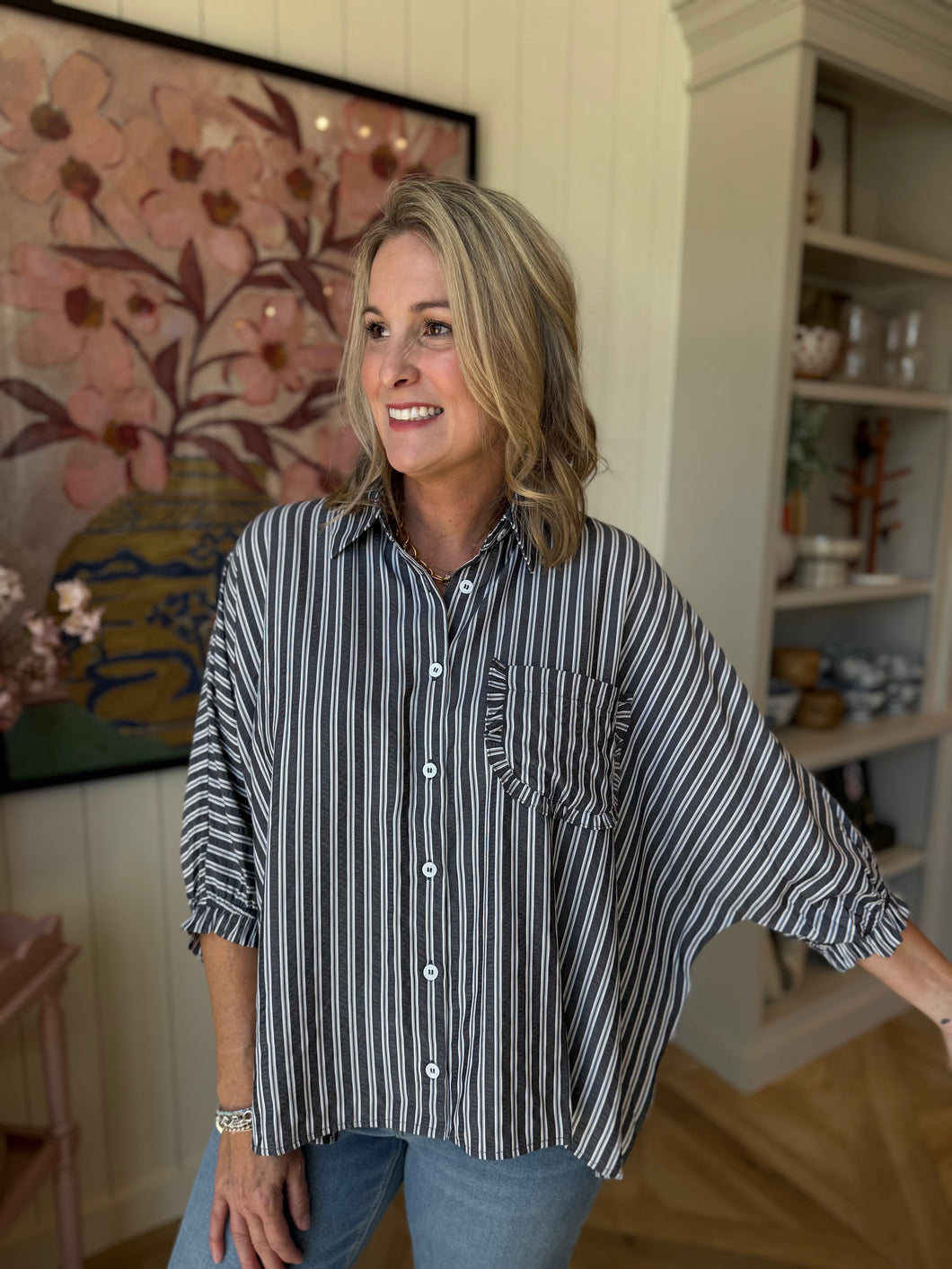 Black Stripe Oversized Shirt