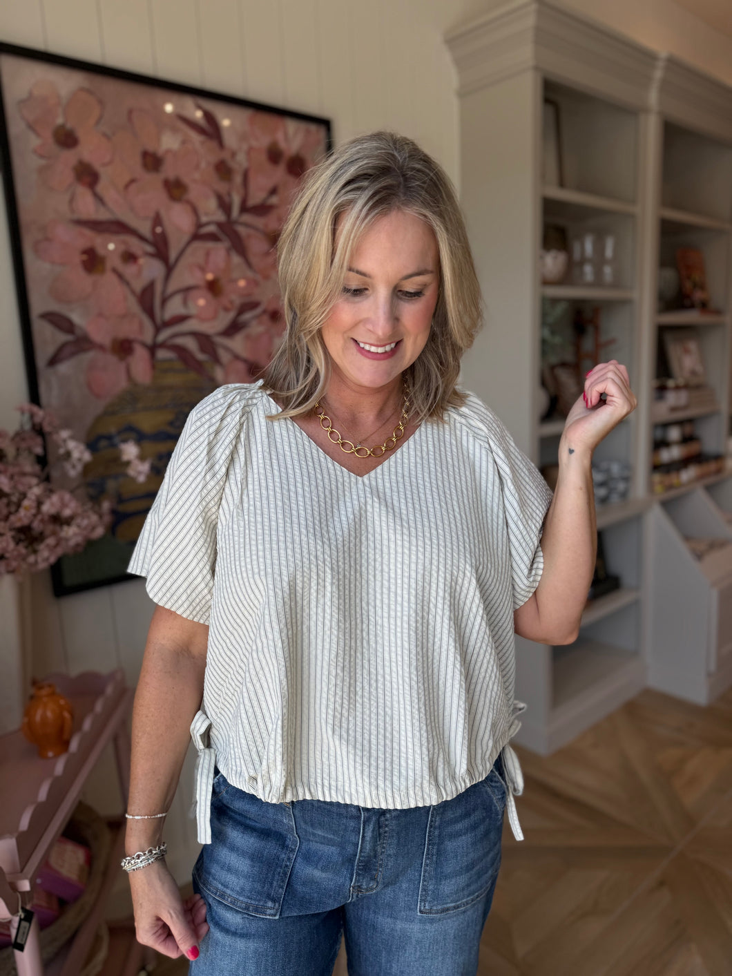 Stripe Side Tie Top