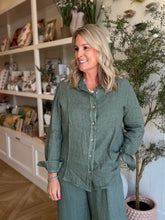 Load image into Gallery viewer, Army Green Linen Blouse
