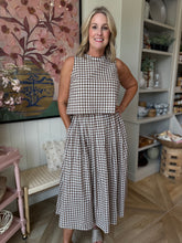 Load image into Gallery viewer, Mocha Gingham Midi Skirt
