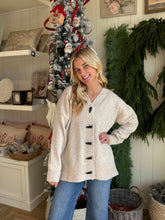 Load image into Gallery viewer, Ecru Brushed Toggle Sweater Cardigan
