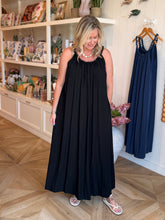 Load image into Gallery viewer, Black Ball Trim Maxi Dress
