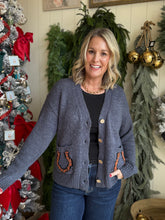 Load image into Gallery viewer, Midnight Horse Graphic Sweater Cardigan
