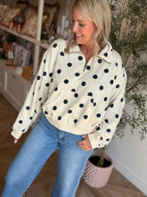 Load image into Gallery viewer, Ivory Polka Dot Quarter Zip Pullover
