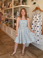 Load image into Gallery viewer, Blue &amp; Brown Geometric Print Short Dress
