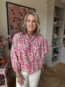 Pink Blossom Batwing Blouse
