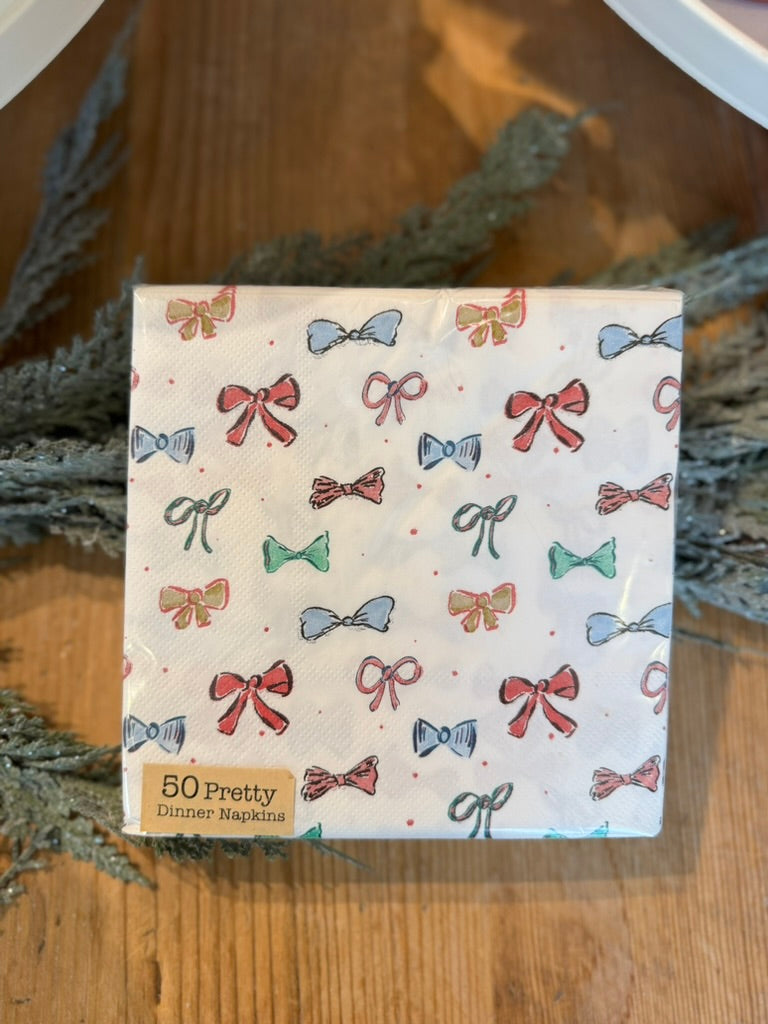 Set of 50 Holiday Bow Dinner Napkins