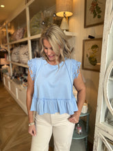 Load image into Gallery viewer, Periwinkle Lace Trim Top
