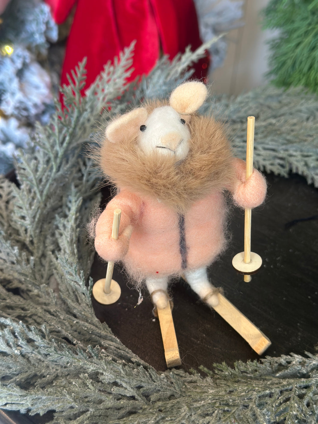 Skiing Wool Felt Mice Ornaments